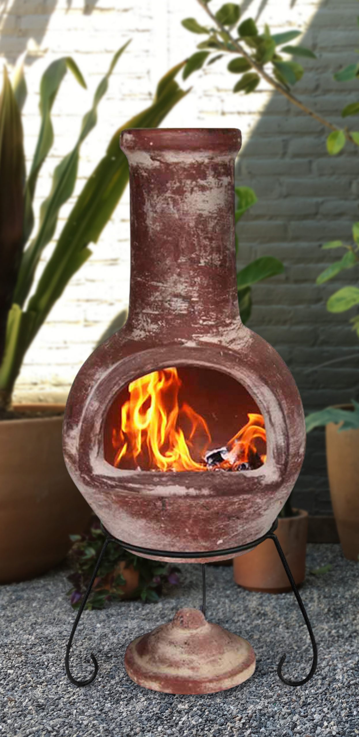Colima Large Mexican Chimenea In Red Mexican Chimeneas